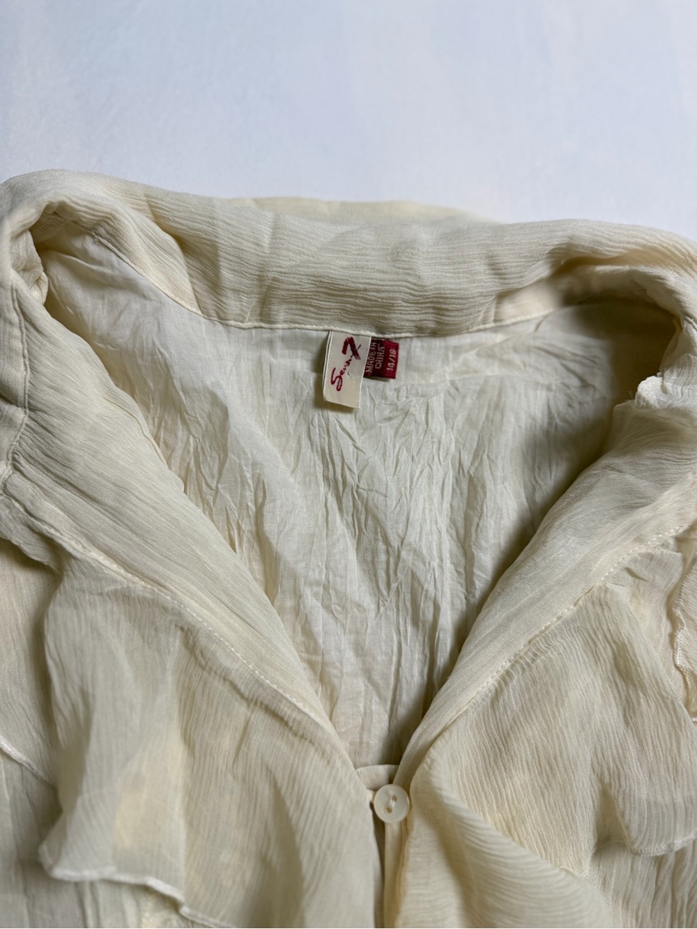 Seven7 Cream Ruffle-Front Blouse - Picture 8 of 9